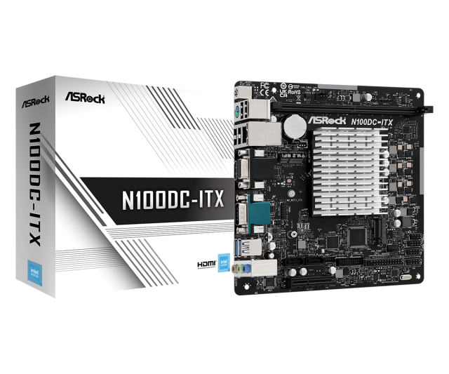 Дънна платка ASROCK N100DC-ITX, Intel Quad-Core Processor N105, 1x DDR4, 1x M.2, 2x SATAII, VGA, HDMI, Mini-ITX