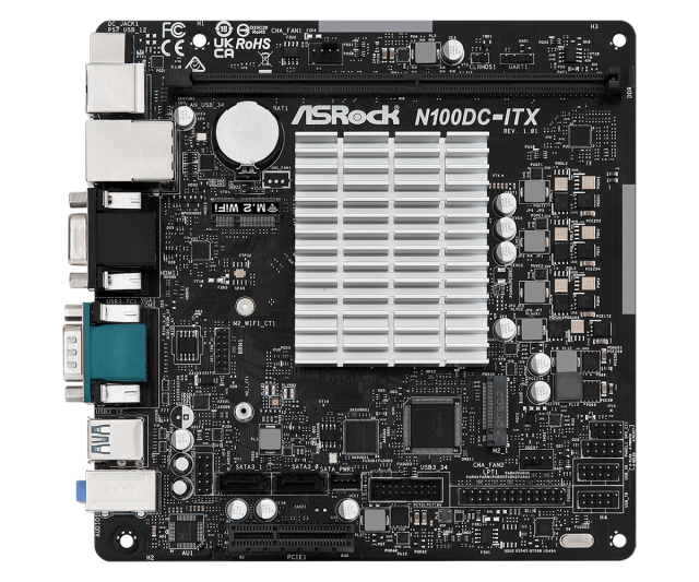 Дънна платка ASROCK N100DC-ITX, Intel Quad-Core Processor N105, 1x DDR4, 1x M.2, 2x SATAII, VGA, HDMI, Mini-ITX