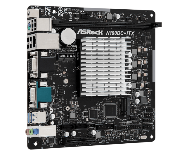 Дънна платка ASROCK N100DC-ITX, Intel Quad-Core Processor N105, 1x DDR4, 1x M.2, 2x SATAII, VGA, HDMI, Mini-ITX