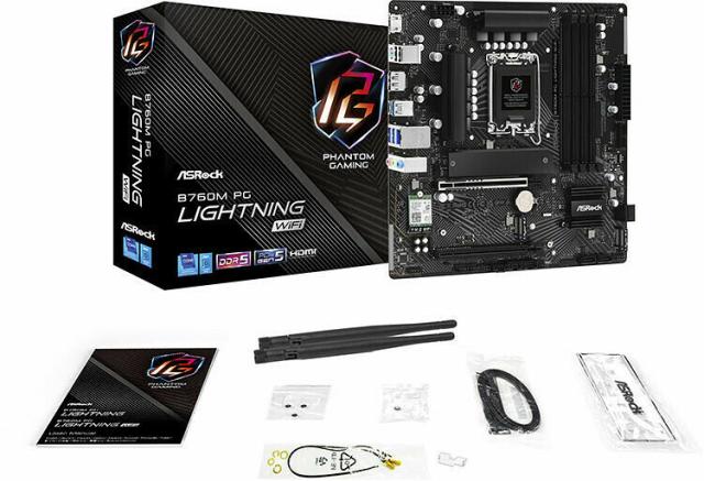 Дънна платка ASRock B760M PG Lightning WiFi, B760, LGA1700, DDR5, PCI-E 5, AMD CrossFire, 4x SATA 6Gb/s, 3x M.2, 3x USB 3.2 Gen 1, 1x USB 3.2 Gen 1 Type-C, Wi-Fi 6E, Bluetooth, HDMI, DP, Micro ATX