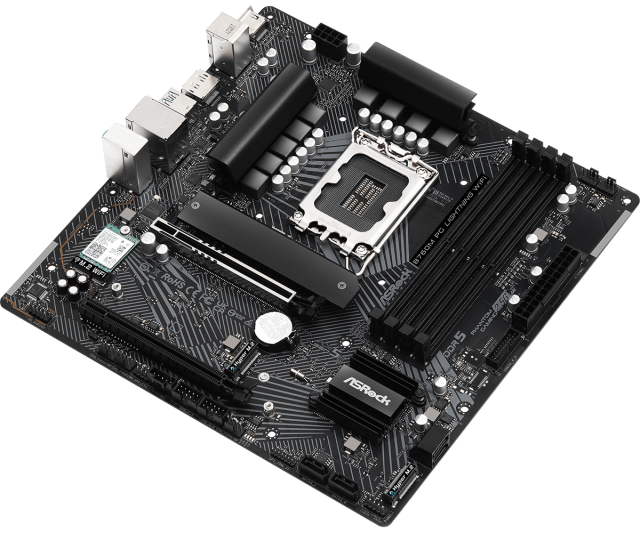 Дънна платка ASRock B760M PG Lightning WiFi, B760, LGA1700, DDR5, PCI-E 5, AMD CrossFire, 4x SATA 6Gb/s, 3x M.2, 3x USB 3.2 Gen 1, 1x USB 3.2 Gen 1 Type-C, Wi-Fi 6E, Bluetooth, HDMI, DP, Micro ATX