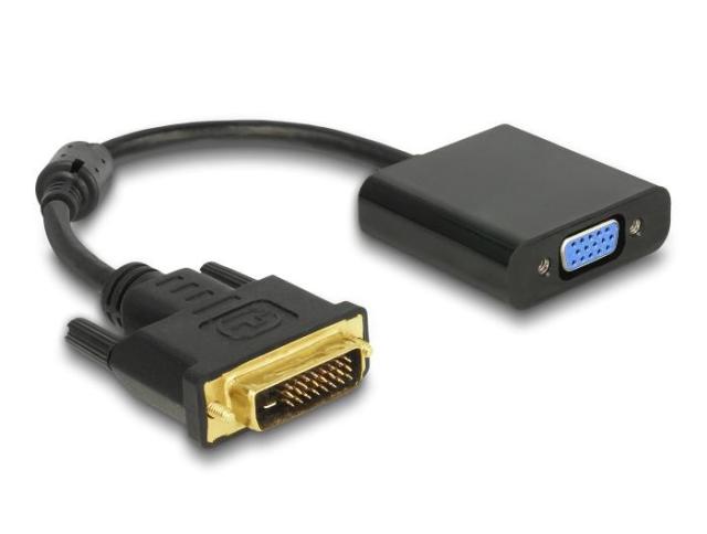 Адаптер DeLock, DVI-D 24+1 мъжко към VGA женско, Черен