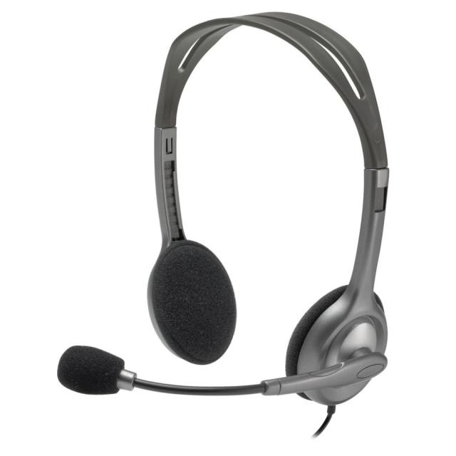 Слушалки Logitech Stereo Headset H111, микрофон, Сребристи