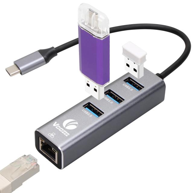 Мултипортов адаптер VCom USB Type-C към USB 3.0 x 3 + LAN