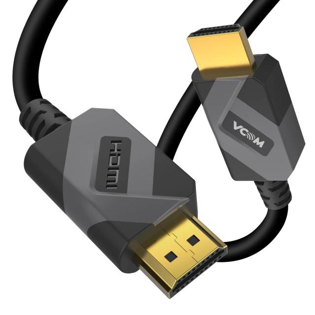 Кабел VCom HDMI (м) към HDMI (м) v2.1, 8K Dolby Vision HDR, 2.0 m, Black/Grey