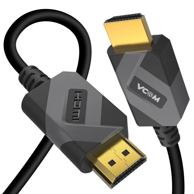 Кабел VCom HDMI (м) към HDMI (м) v2.1, 8K Dolby Vision HDR, 2.0 m, Black/Grey