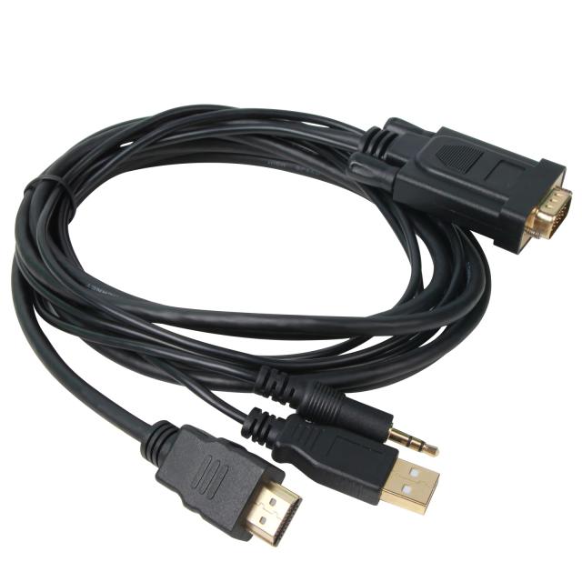 Кабел VCom HDMI (м) към VGA (м), 1.8m