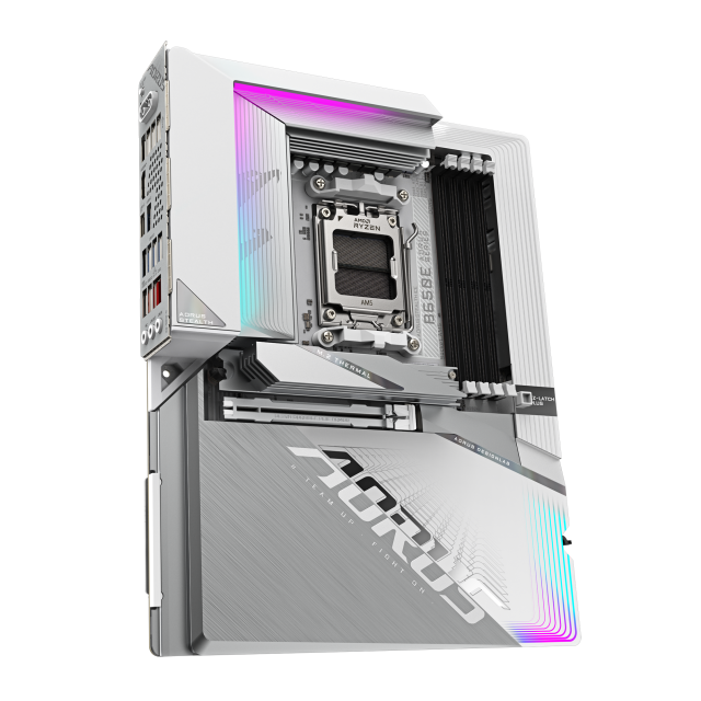 Дънна платка Gigabyte B650E Aorus Stealth Ice, B650, AM5, DDR5, PCI-E 5.0, 4x SATA 6Gb/s, 3x M.2, 2x USB 3.2 Gen 2 Type-A, Wi-Fi 7, Bluetooth, HDMI, DP, ATX