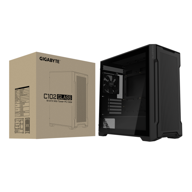 Кутия Gigabyte C102 Glass ICE, Mid-Tower, 2x USB 3.0, Mini ITX / Micro ATX, Black 