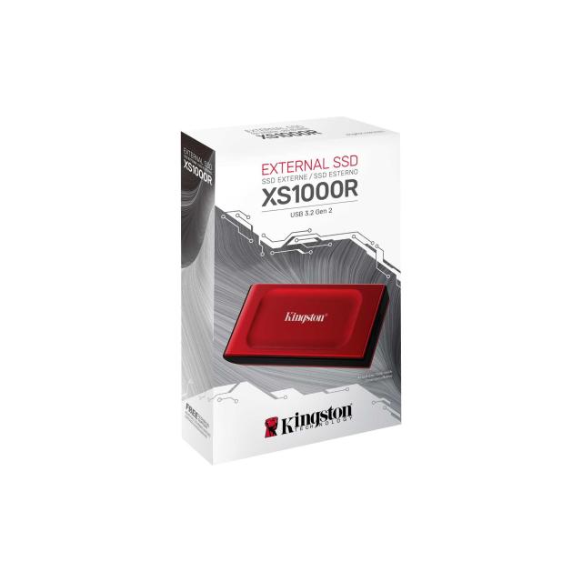 Външен SSD Kingston XS1000R, 1TB, USB 3.2 Gen 2, Червен