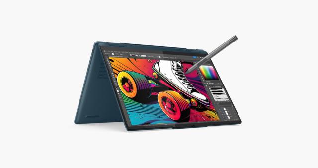 Лаптоп Lenovo Yoga 7 2-in-1 14IML9, Intel Core Ultra 7 155H 16C (1.4/4.8GHz, 24MB), 14" (35.56cm) WQXGA+ OLED 120Hz Dolby Vision Glare Touchscreen Display, 32GB LPDDR5X, 1TB SSD NVMe, 2x Thunderbolt 4, Windows 11 Home