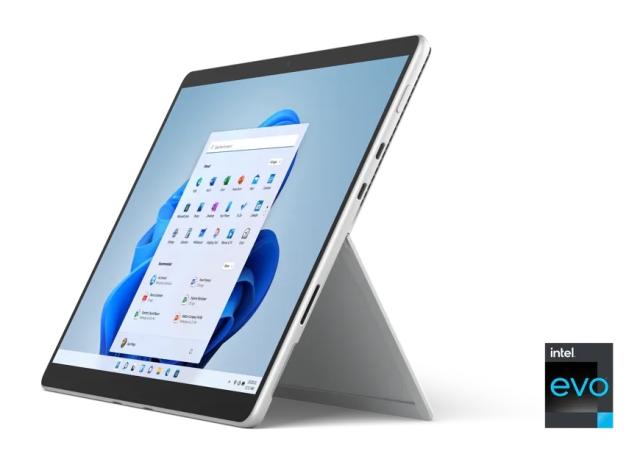 Лаптоп Microsoft Surface Pro 8, Quad-core 11th Gen Intel Core i7-1185G7 Processor, 13" (2880 x 1920) PixelSense Flow Display, Intel Iris X Graphics, 16GB RAM, 512GB SSD, Windows 11 Home, Platinum
