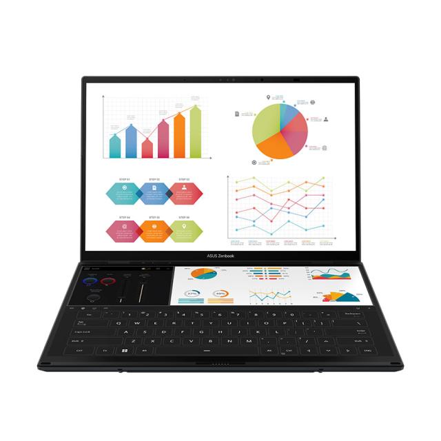Лаптоп Asus Zenbook DUO UX8406MA-PZ259W, Intel Core Ultra 7 155H 16C (1.4/4.8GHz, 24MB Cache), 14" (35.56cm) 3K OLED 120Hz Touch Display, (HDMI), 32GB LPDDR5X, 1TB SSD NVMe, 2x Thunderbolt 4, Windows 11 Home