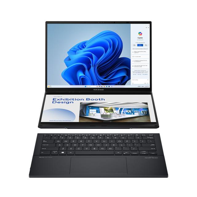 Лаптоп Asus Zenbook DUO UX8406MA-PZ259W, Intel Core Ultra 7 155H 16C (1.4/4.8GHz, 24MB Cache), 14" (35.56cm) 3K OLED 120Hz Touch Display, (HDMI), 32GB LPDDR5X, 1TB SSD NVMe, 2x Thunderbolt 4, Windows 11 Home