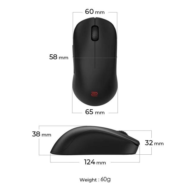 Геймърска мишка ZOWIE U2, Wireless, 400-3 200 DPI, Черна