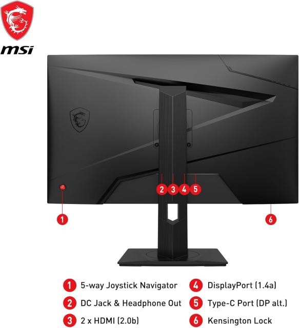 Монитор MSI G274QPX, 27" (68.58 cm), WQHD, IPS, 240Hz, 1ms, G-sync compatible, 1x Type-C, 2x HDMI, 1x DP