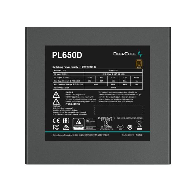 Захранване DeepCool PL650-D 650W, Active PFC, ATX 3.0, 80 PLUS BRONZE