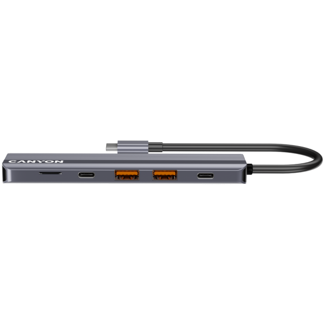 CANYON хъб/четец на карти, 6in1, 4k, USB-C, Grey