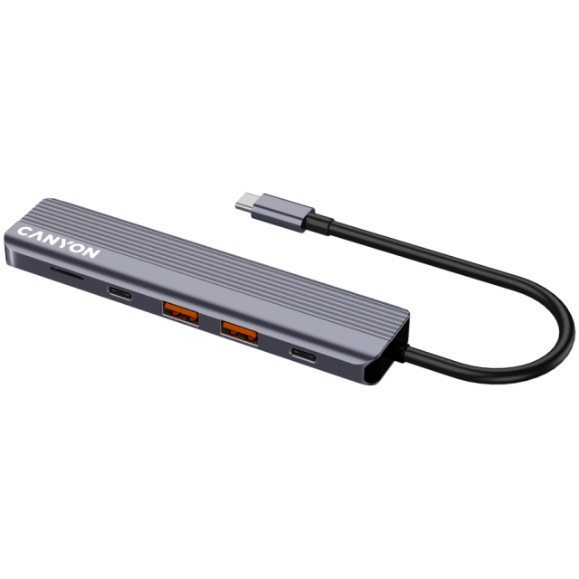 CANYON хъб/четец на карти, 6in1, 4k, USB-C, Grey