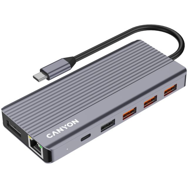 Мултипортов адаптер CANYON 13in1, 4k, USB-C Grey