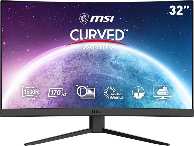 Монитор MSI G32C4 E2 (9S6-3DA61T-023), 31.5" (80.01cm) Curved VA панел, 170Hz, Full HD, 1ms, 250cd/m2, HDMI, DP