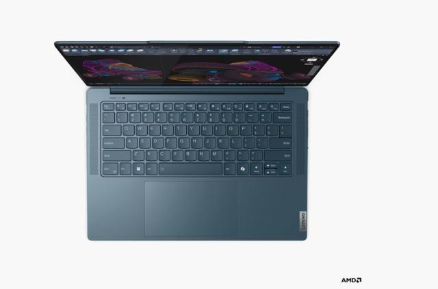 Лаптоп Lenovo Yoga Pro 7 14AHP9, AMD Ryzen 7 8845HS 8C (3.8/5.1GHz, 16MB Cache), 14.5" (36.83cm) WQXGA 90Hz IPS Anti-Glare Display, NVIDIA GF RTX 3050 6GB, 16GB LPDDR5X, 1TB SSD NVMe, HDMI, 1x USB4, 1x USB 3.2 Gen 2 Type-C, Free DOS