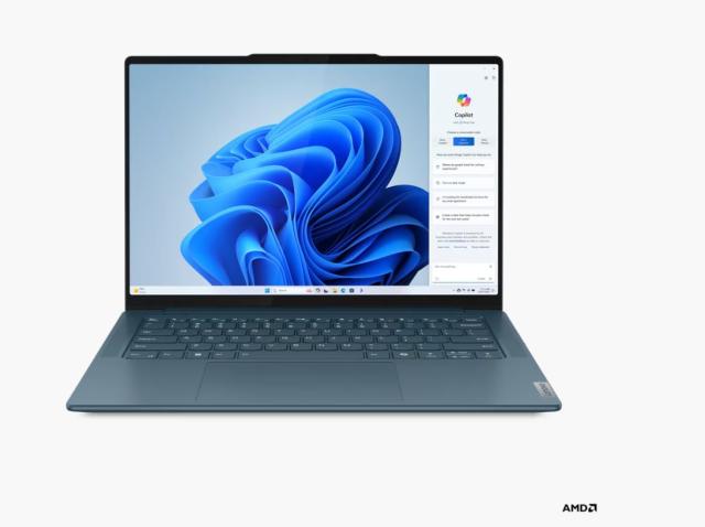 Лаптоп Lenovo Yoga Pro 7 14AHP9, AMD Ryzen 7 8845HS 8C (3.8/5.1GHz, 16MB Cache), 14.5" (36.83cm) WQXGA 90Hz IPS Anti-Glare Display, NVIDIA GF RTX 3050 6GB, 16GB LPDDR5X, 1TB SSD NVMe, HDMI, 1x USB4, 1x USB 3.2 Gen 2 Type-C, Free DOS