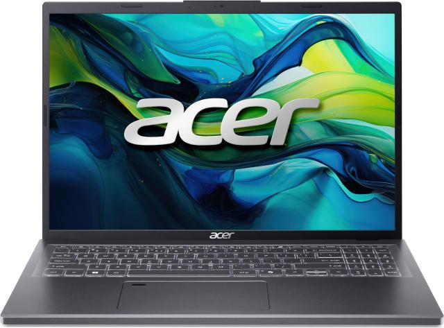 Лаптоп Acer Aspire 16 A16-51GM-760W, Intel Core 7 150U 10C (1.8/5.4GHz, 12MB Cache), 16" (40.64cm) WUXGA IPS Anti-Glare Display, NVIDIA GF RTX 2050 4GB, 16GB DDR5, 512GB SSD NVMe, HDMI, 2x Thunderbolt 4, Free DOS