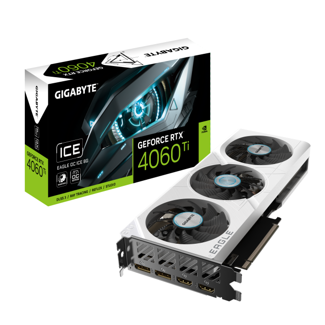 Видео карта GIGABYTE RTX 4060 TI EAGLE OC ICE 8GB GDDR6, 128-bit, HDMI, 3x DP