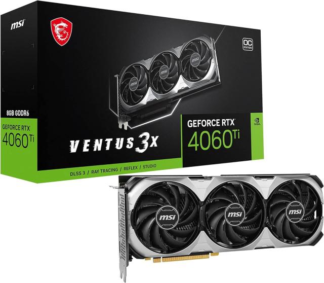 Видео карта MSI RTX4060 TI VENTUS 3X 8GB GDDR6 OC, 128-bit, HDMI, 3x DP