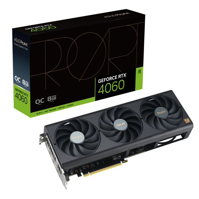 Видео карта ASUS ProArt GeForce RTX 4060 OC 8GB GDDR6, 128-bit, HDMI, 3x DP