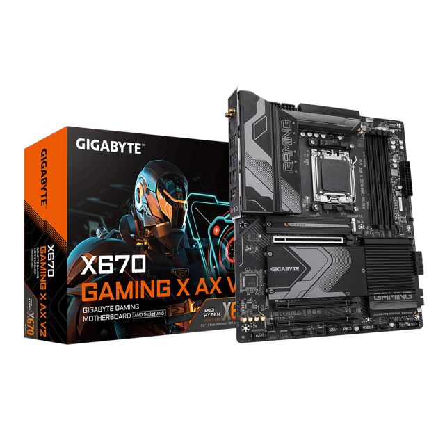 Дънна платка Gigabyte X670 GAMING X AX V2, X670, AM5, DDR5, PCI-E 4.0, 2x M.2, 4x SATA 6Gb/s, 1x USB 3.2 Gen 2x2 Type-C, 6x USB 3.2 Gen 1 Type-A, 2.5GbE LAN, Wi-Fi 6E, Bluetooth 5.3, HDMI, ATX