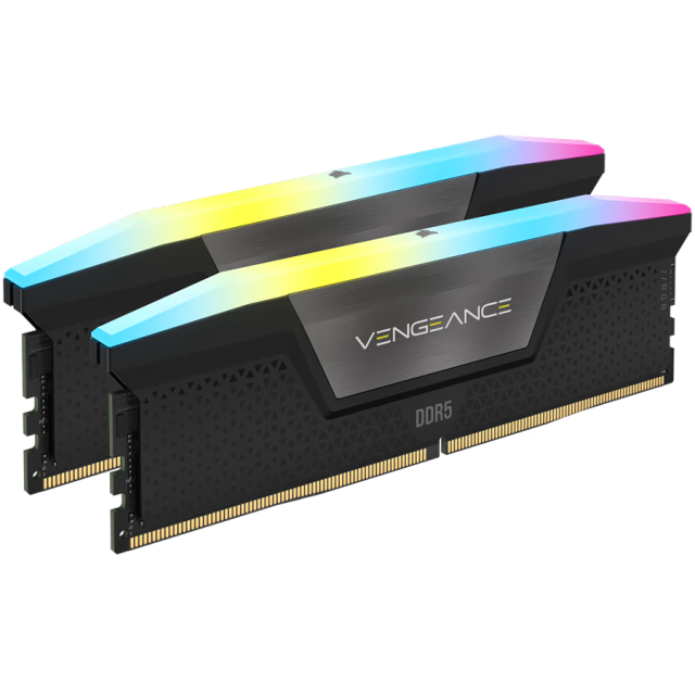 Памет Corsair VENGEANCE RGB Black Heatspreader, 32GB (2x16GB) DDR5 4800MHz, LC36, 1.35V