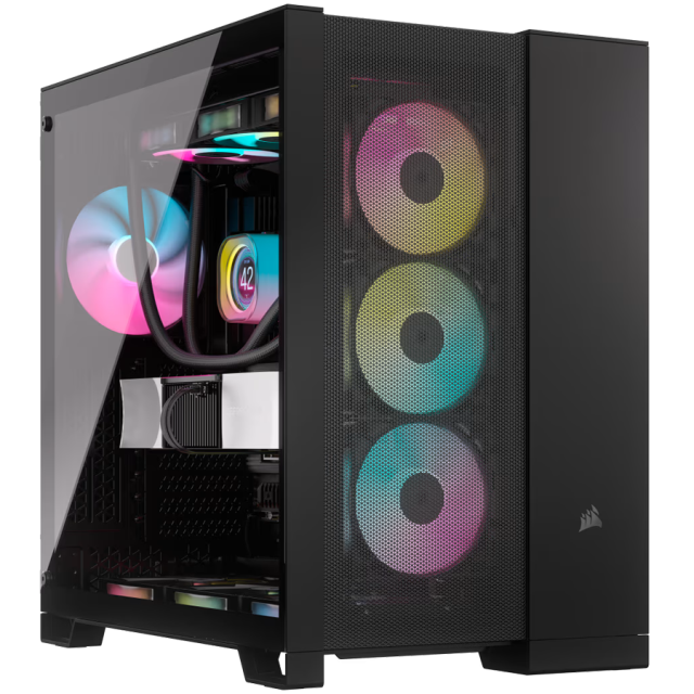 Кутия Corsair 6500D Airflow Tempered Glass Mid-Tower, 1x USB 3.2 Gen 2 Type-C, 4x USB 3.2 Gen 1 Type-A, ATX, Black