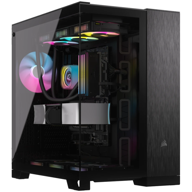 Кутия Corsair Corsair 6500X Tempered Glass Mid-Tower, Black/Obsidian Aluminum, 1x USB 3.2 Gen 2 Type-C, 4x USB 3.2 Gen 1 Type-A, Mini-ITX, Micro-ATX, ATX, E-ATX 