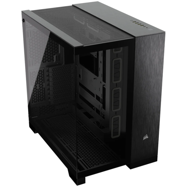 Кутия Corsair Corsair 6500X Tempered Glass Mid-Tower, Black/Obsidian Aluminum, 1x USB 3.2 Gen 2 Type-C, 4x USB 3.2 Gen 1 Type-A, Mini-ITX, Micro-ATX, ATX, E-ATX 