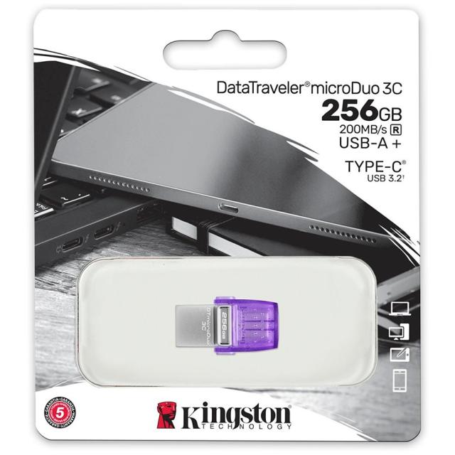 USB памет Kingston 256GB DataTraveler microDuo 3C 200MB/s dual USB-A + USB-C