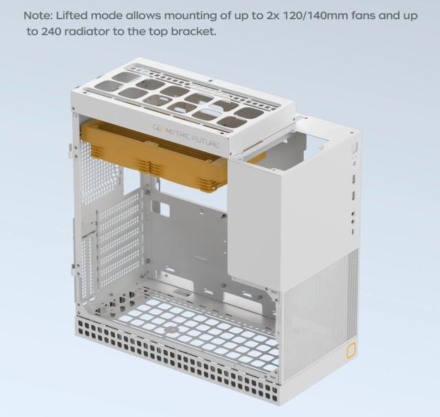 Кутия Geometric Future Model 4 King Arthur White, Middle Tower, 1 x USB 3.2 Gen 2 Type-C, 2 x USB 3.0, EATX/ATX/mATX/Mini-ITX