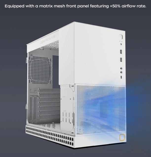 Кутия Geometric Future Model 4 King Arthur White, Middle Tower, 1 x USB 3.2 Gen 2 Type-C, 2 x USB 3.0, EATX/ATX/mATX/Mini-ITX