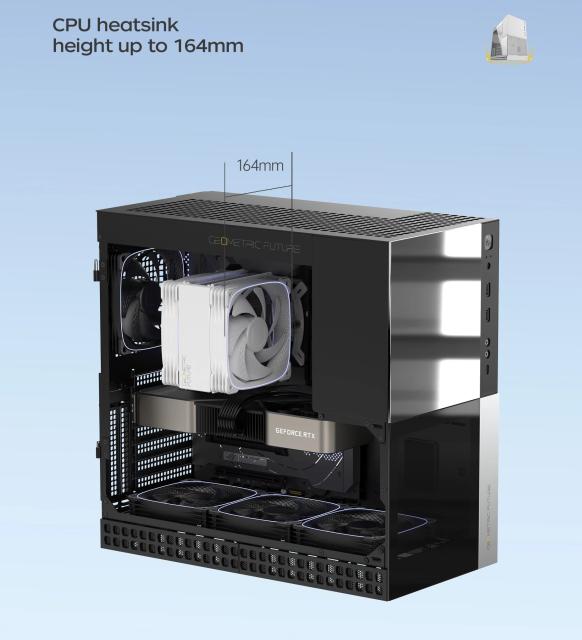 Кутия Geometric Future Model 4 Caliburn, Middle Tower, 1x USB 3.2 Gen 2 Type-C, 2x USB 3.0, EATX/ATX/mATX/Mini-ITX