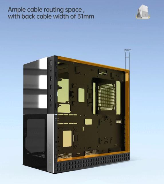 Кутия Geometric Future Model 4 Caliburn, Middle Tower, 1x USB 3.2 Gen 2 Type-C, 2x USB 3.0, EATX/ATX/mATX/Mini-ITX