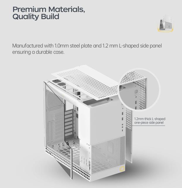 Кутия Geometric Future Model 4 King Arthur Black, Middle Tower, 1x USB 3.2 Gen 2 Type-C, 2x USB 3.0, EATX/ATX/mATX/Mini-ITX