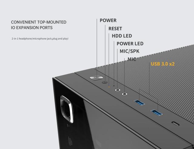 Кутия Geometric Future Model 6 Cezanne Black, Middle Tower, 2x USB 3.0, Mini-ITX/mATX/ATX/EATX