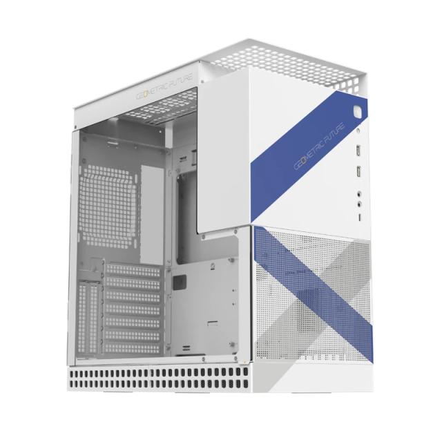 Кутия Geometric Future Model 4 Lancelot White, Middle Tower, 1x USB 3.2 Type-C, 2x USB 3.0, Mini-ITX/mATX/ATX/EATX 