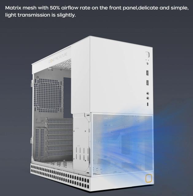 Кутия Geometric Future Model 4 Lancelot White, Middle Tower, 1x USB 3.2 Type-C, 2x USB 3.0, Mini-ITX/mATX/ATX/EATX 