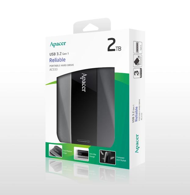 Външен диск Apacer Portable Hard Drive AC533 2TB USB 3.2 Gen 1