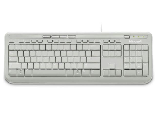 Клавиатура Microsoft Wired Keyboard 600, USB, бяла