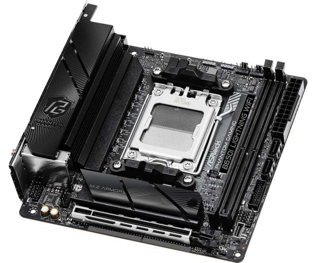 Дънна платка ASROCK B650I LIGHTNING WIFI, AM5, 2x DDR5, 1x PCIe 4.0, 2x M.2, 2x SATA 6Gb/s, Wi-Fi 6E, HDMI, Mini-ITX