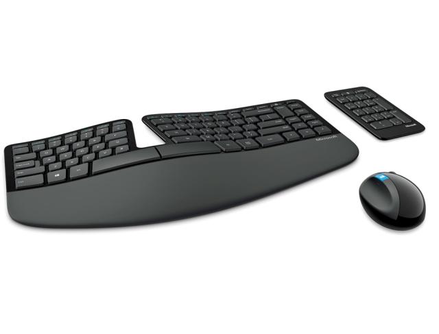 Комплект клавиатура и мишка Microsoft Sculpt Ergonomic Desktop Wireless, безжични, four-way скрол, черни