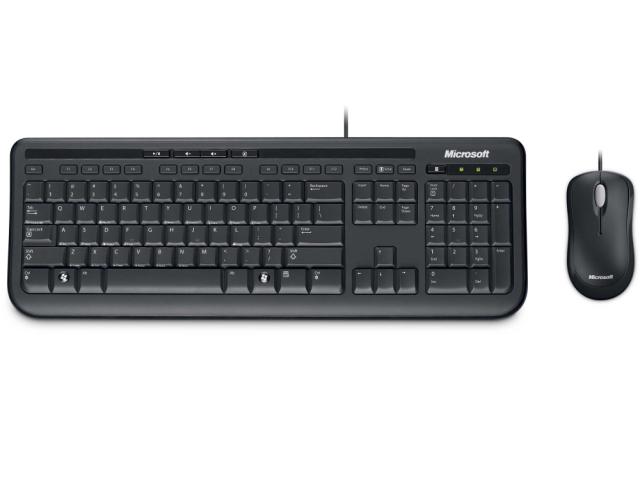 Комплект клавиатура и мишка Microsoft Wired Desktop 600, USB, черни